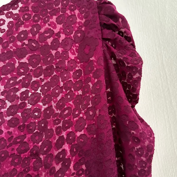 & Other Stories purple leopard print sheer puff sleeve blouse - Picture 4 of 11